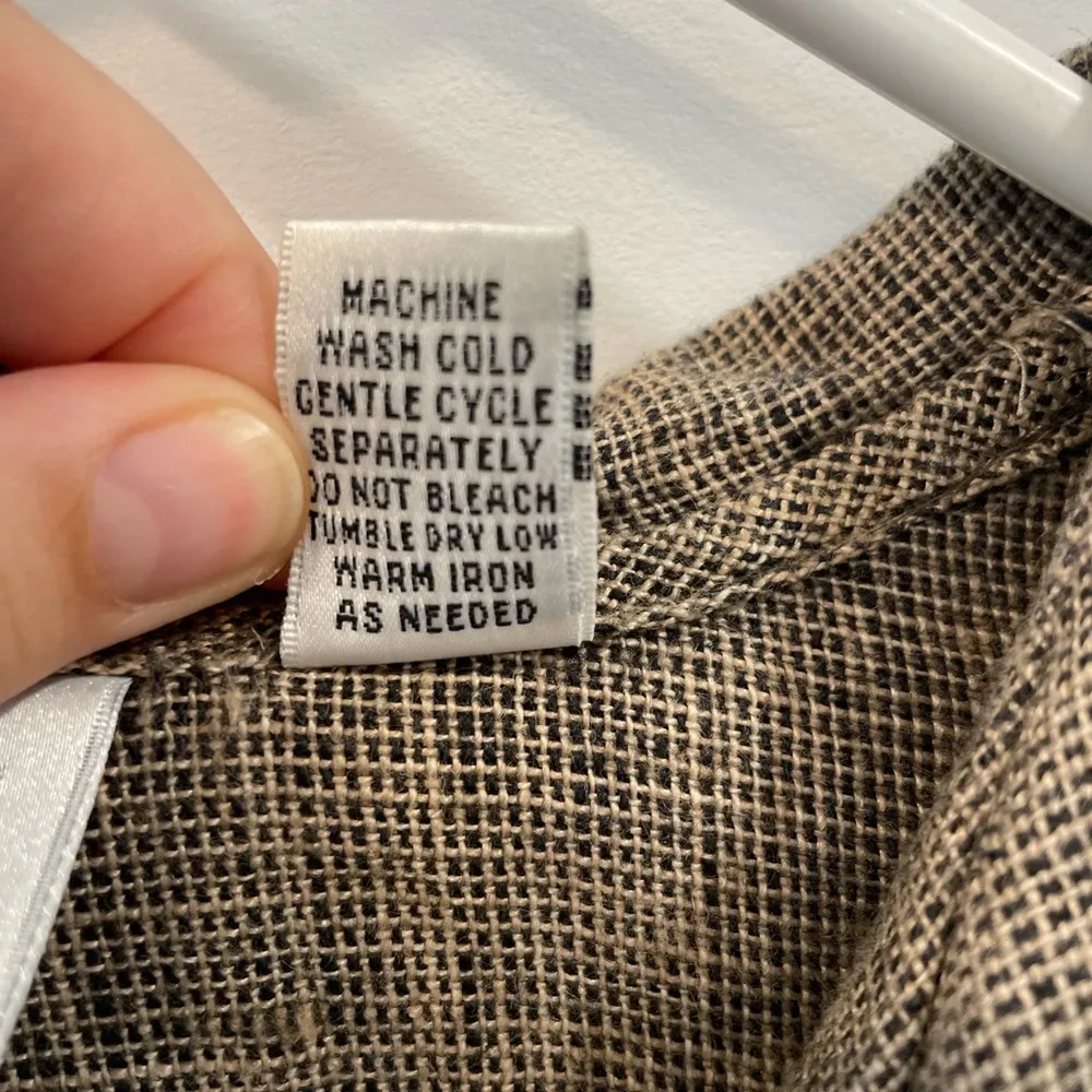 Vintage Chico's Women's Linen Blend Houndstooth Zip Up Hoodie, Pockets, Size 0 Black - Image 5