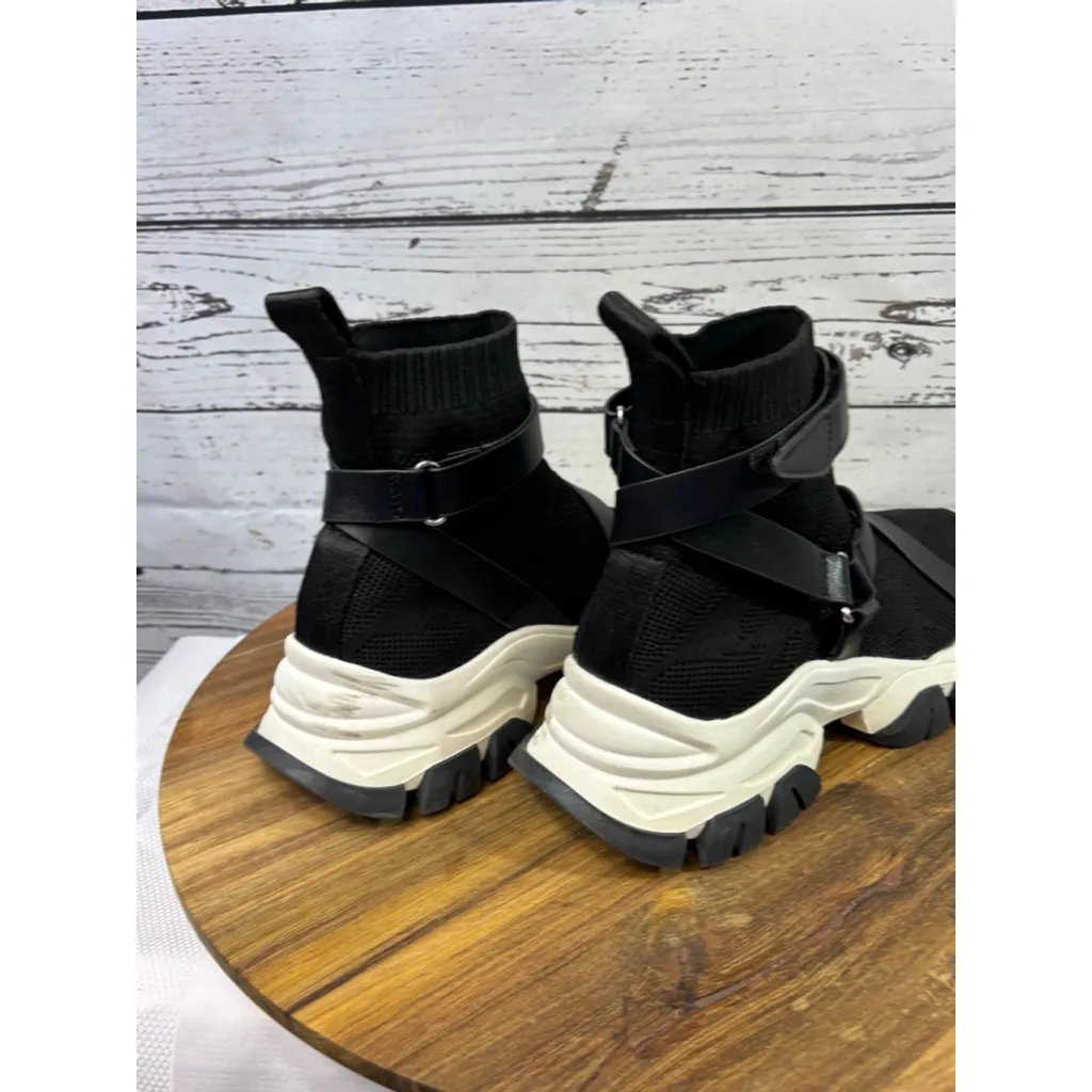 Women's JLO Black & White Sock Chunky Sneakers Size 9 - Image 5