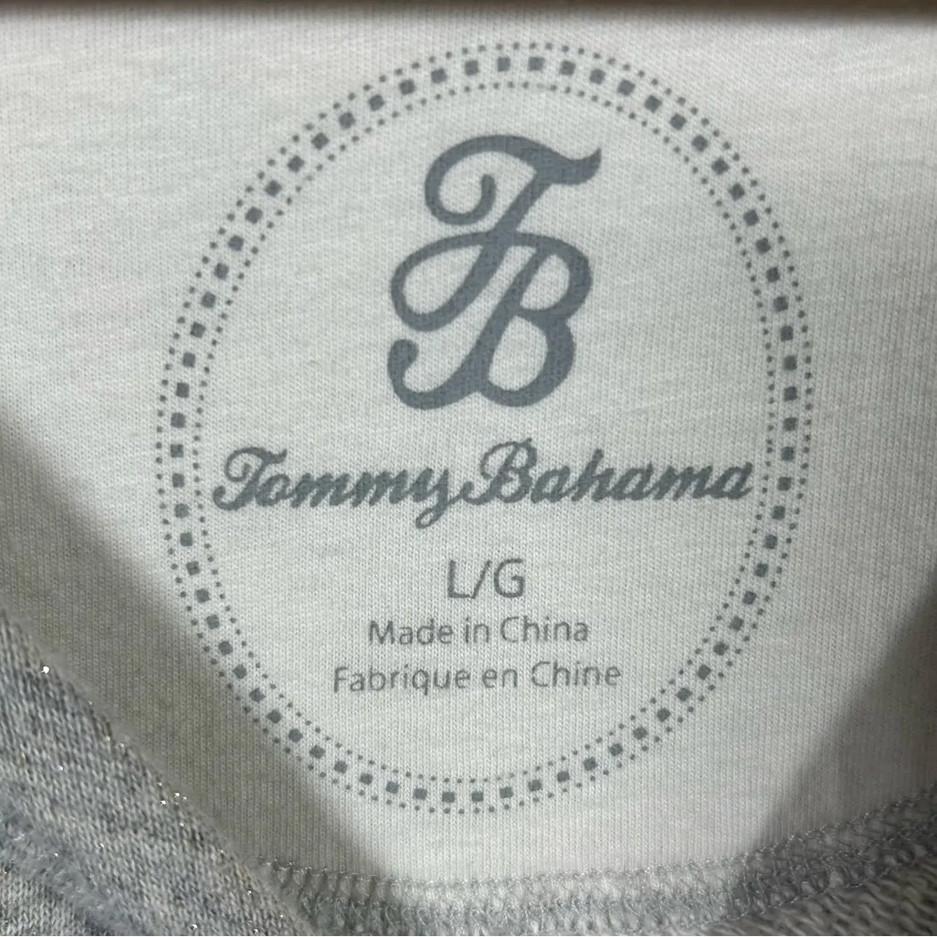 Tommy Bahama Gray Large Glitter Shimmer Sweatshirt Tie Front Athleisure Feminine - Image 5