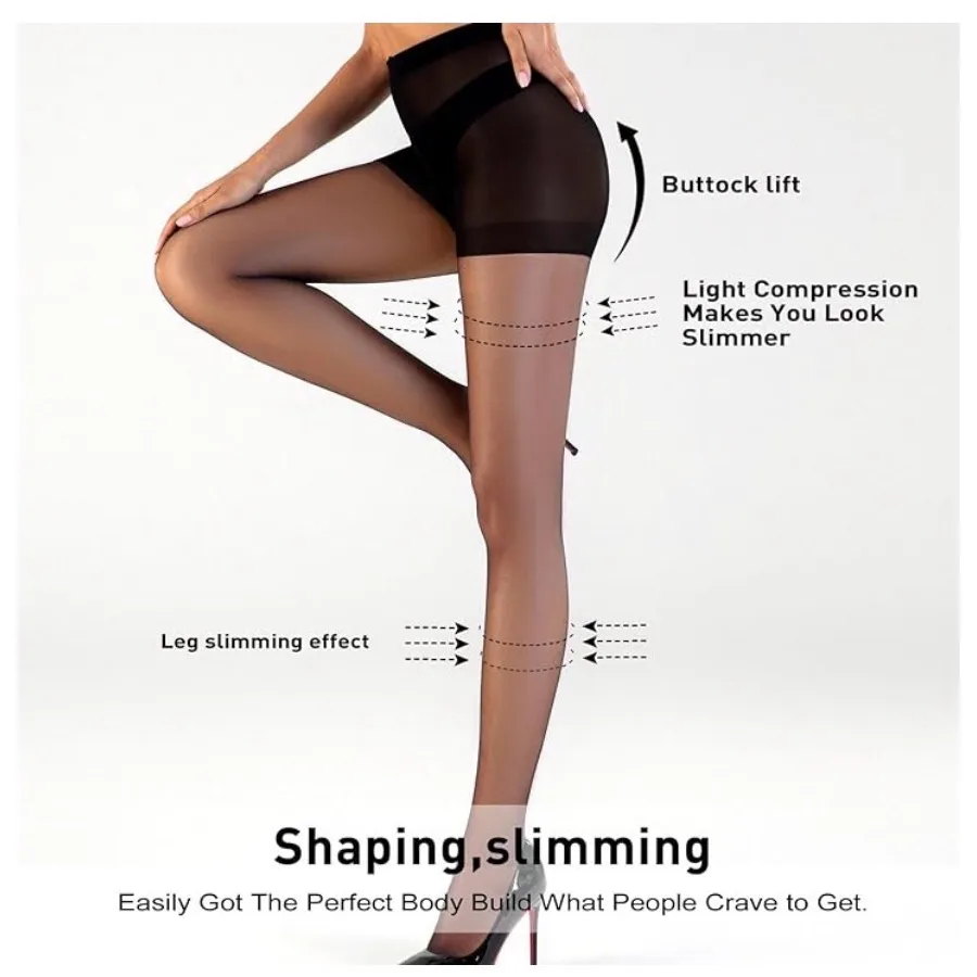 NEW Honeysea 3 20D Sheer Black Tights Ultra Soft Nylon High Waist Pantyhose L - Image 5