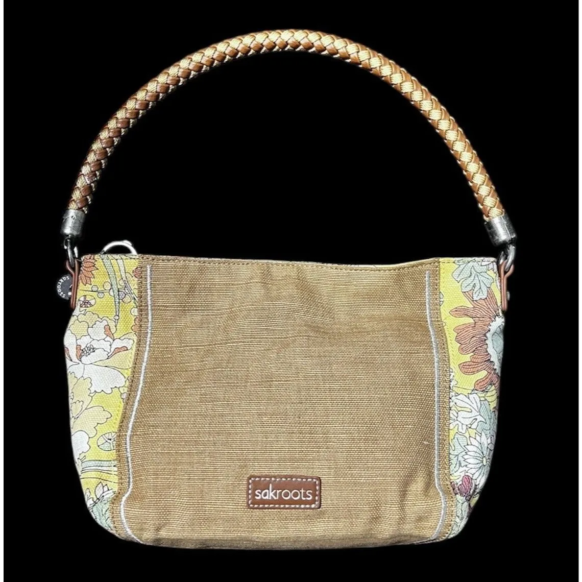 Sakroots Floral Tapestry Slouch Hobo Bag Braided Strap Mixed Fabric Boho Y2K - Image 13