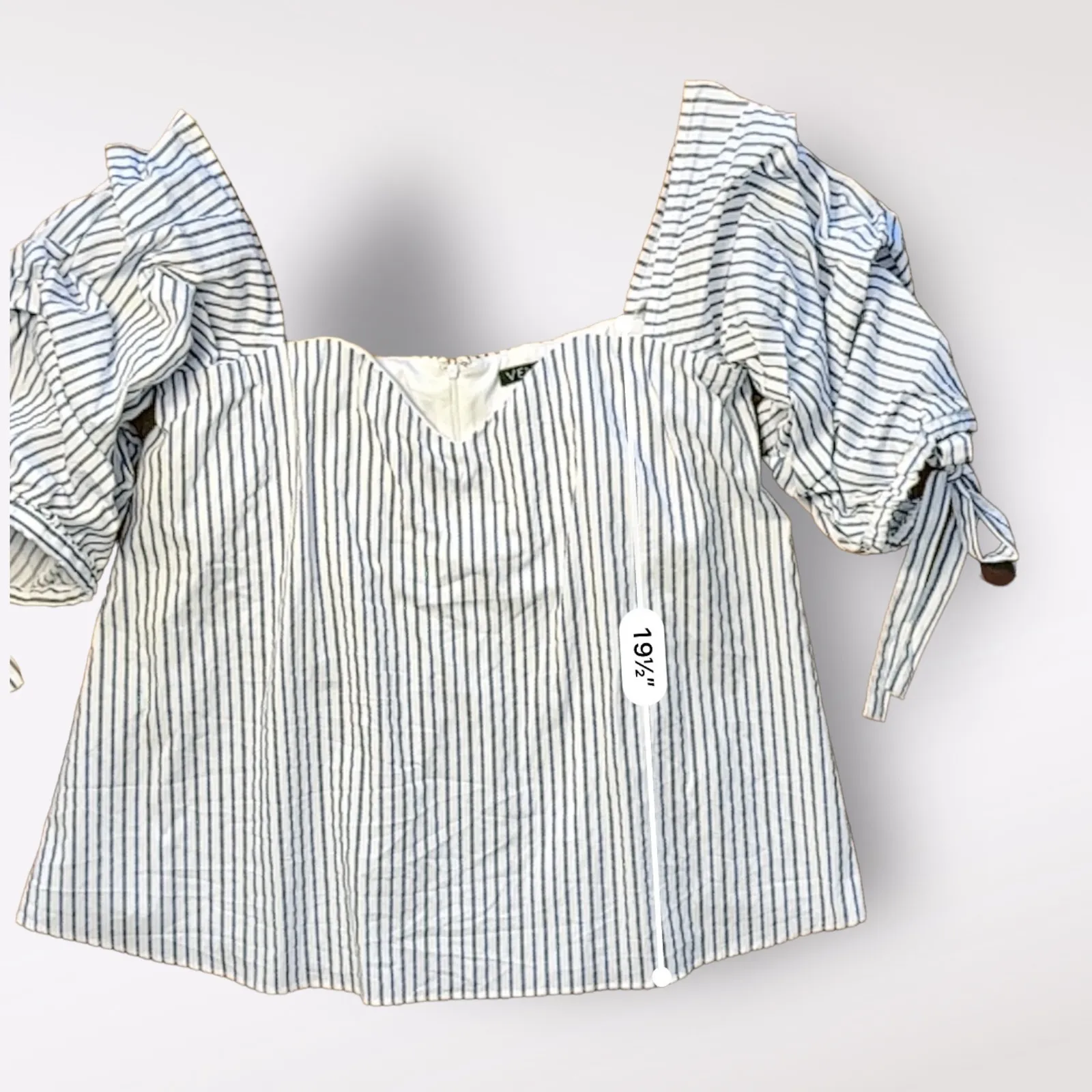 Venus‎ Striped off Shoulder Sweetheart Neck puff sleeve Blouse Top Size US 16 - Image 5