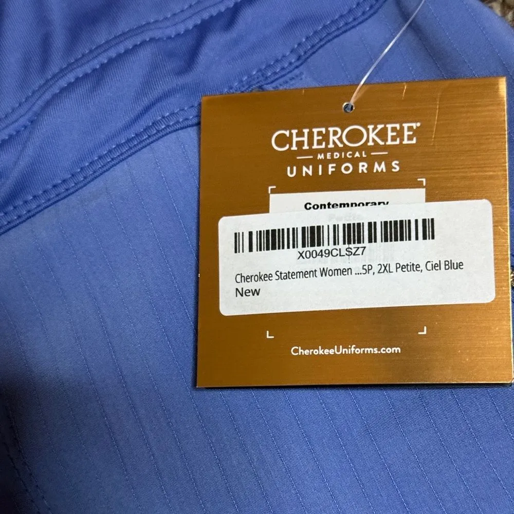 Cherokee Statement Women’s Scrubs Pant Mid-Rise Tapered Leg Ciel Blue 2XL Petite - Image 8