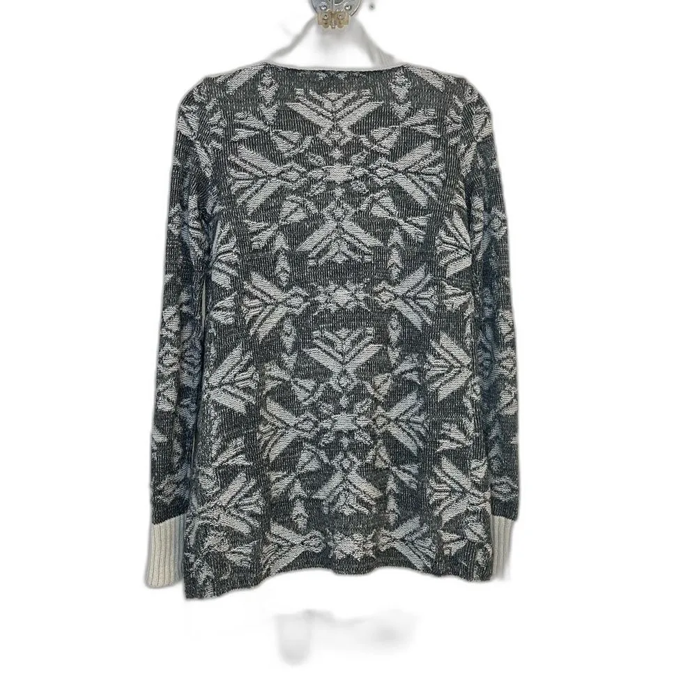 Mudd Cream and Gray Long Sleeve Open Front Cardigan Sweater Size Small - Image 3