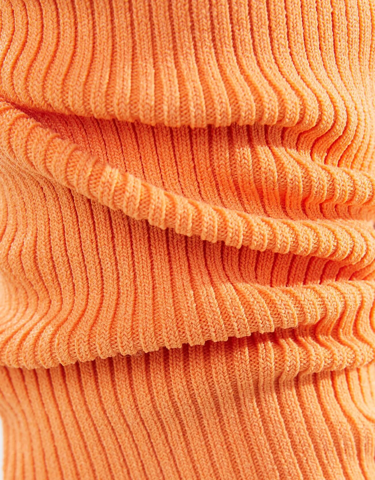 ribbed cropped long sleeve orange sweater top blouse with ring detail - Image 2