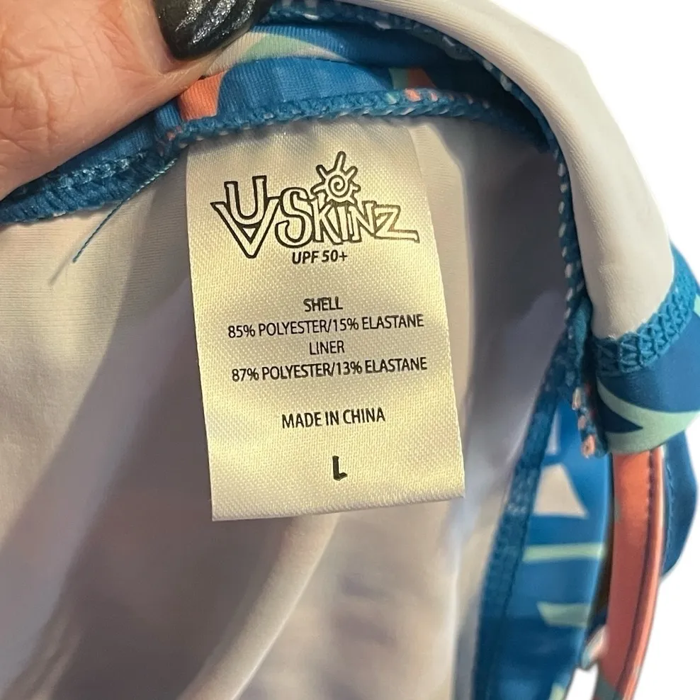 UV Skinz Tropical Pink and Blue Swim Top with UV Protection Size L - Image 11