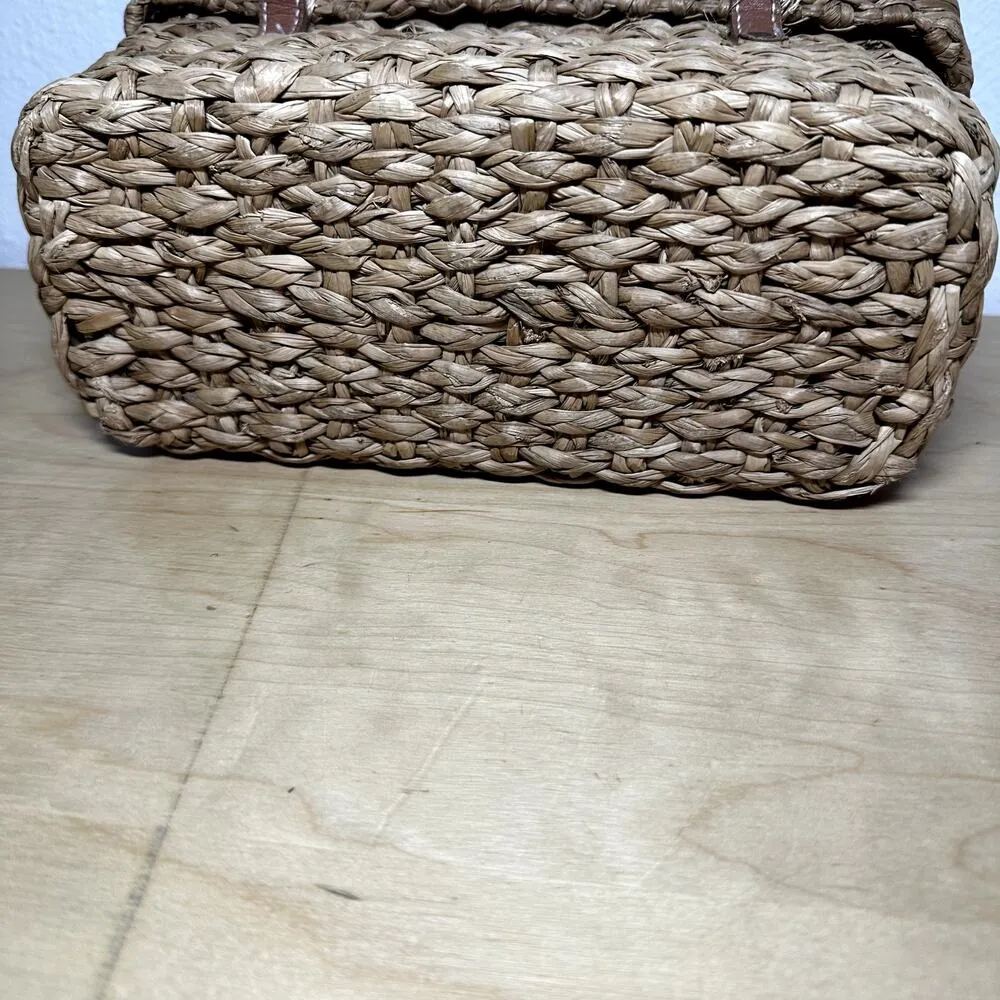 Kate Spade New York Picnic Bag Wicker Basket Box Rattan Handwoven Tan - Image 7