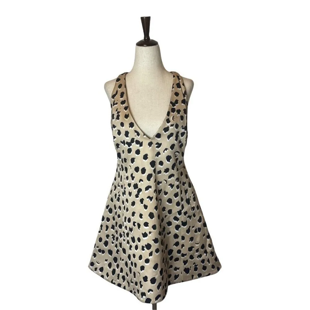 Cameo Tan Black and White Leopard Print V‎ Neck Sleeveless Mini Dress Size S - Image 5