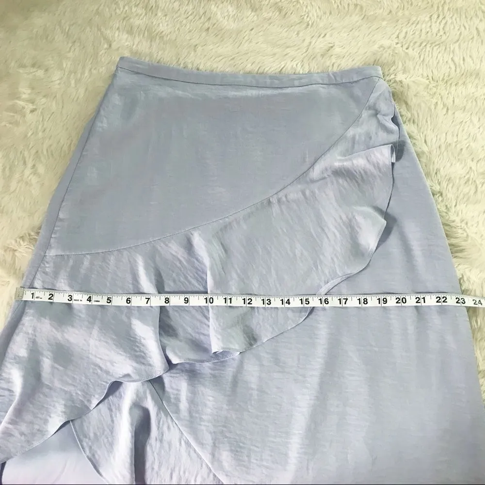 THE JETSET‎ DIARIES Purple Satin Midi Skirt Draped Ruffle Thigh Slit Large New - Image 15