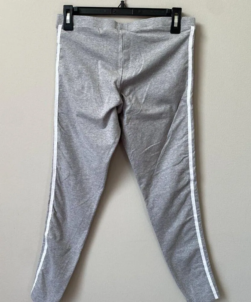 Adidas Women's Medium Classic 3 Stripes Gray Gym Jogging Tight Leggings CY4761 - Image 10