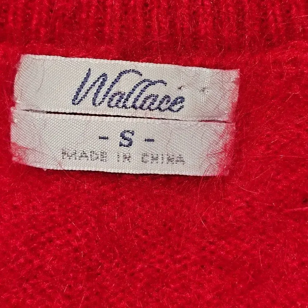 Wallace Womens Red Rabbit Hair Lambs‎ Wool Cashmere Blend Sweater Small Red - Image 5