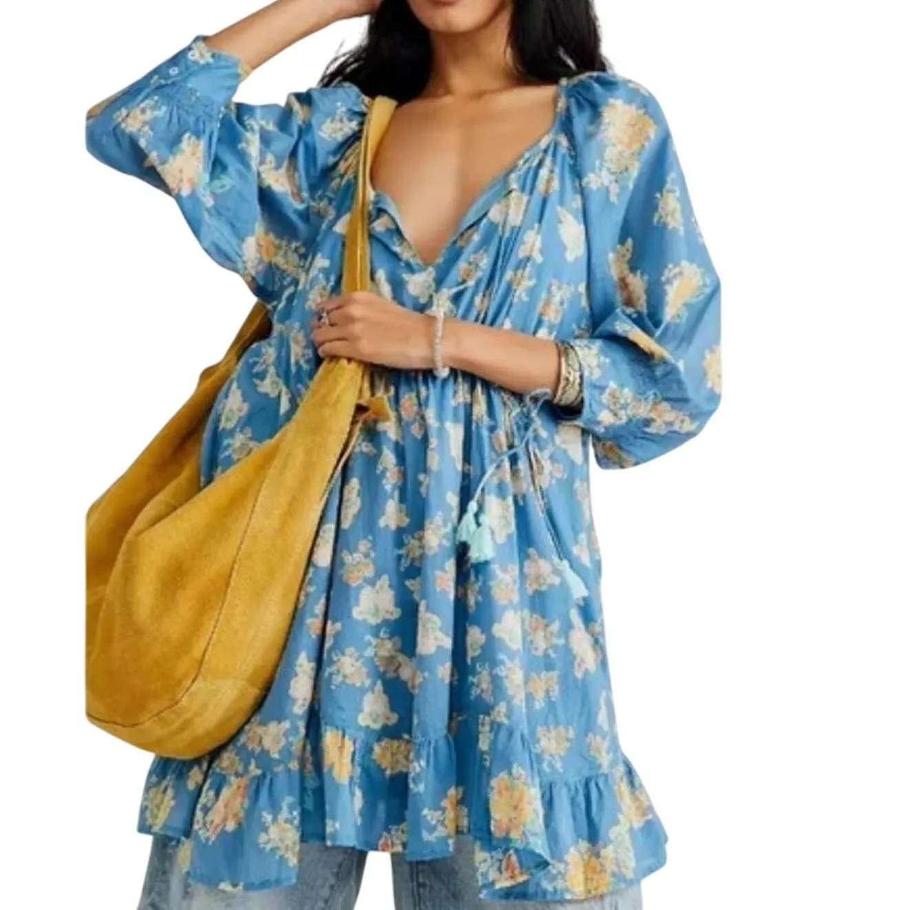 FREE PEOPLE Camella Mini Dress in River Combo Size Small New with Tag MSRP $128 - Image 8