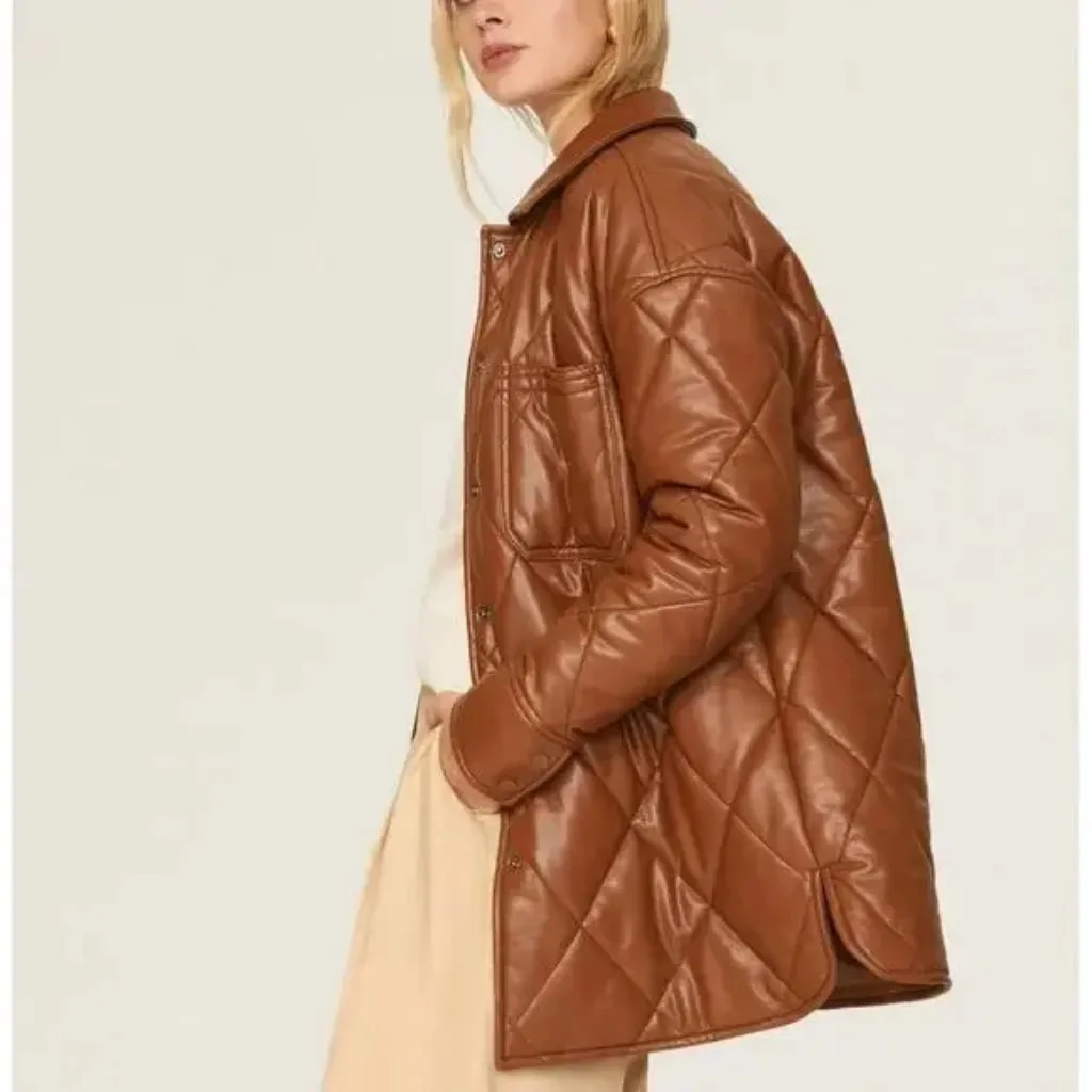 Slate & Willow‎ Quilted Faux Leather Jacket Size XS - Image 12