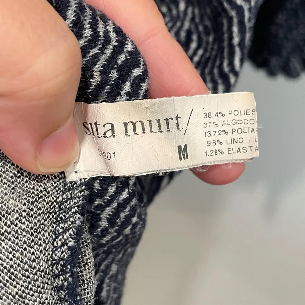 Sita Mur Sweatshirt Blue Jacquard Long Sleeve Shift Dress Size M Black Size M - Image 6