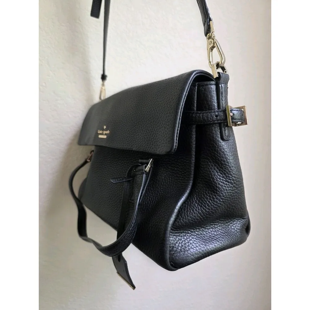 Kate Spade Holden Street Leslie Satchel Crossbody Bag Purse Black Medium - Image 10