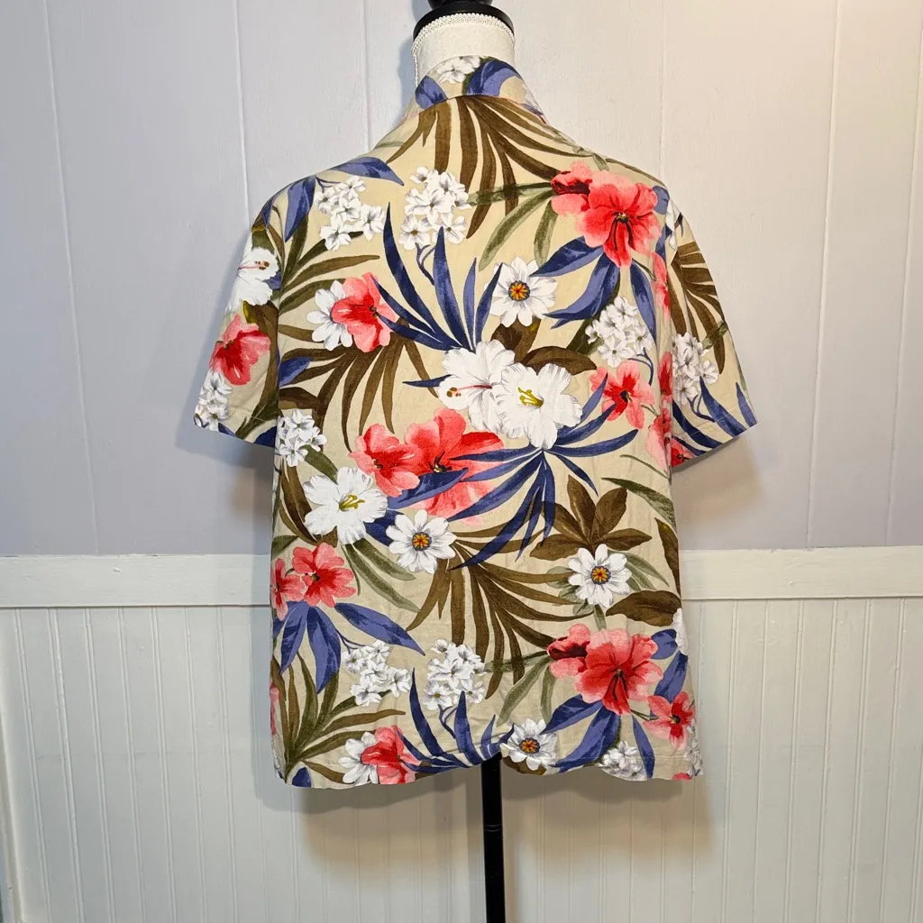Vintage Floral Hawaiian Button Up Shirt Cathy Daniels XL - Image 6
