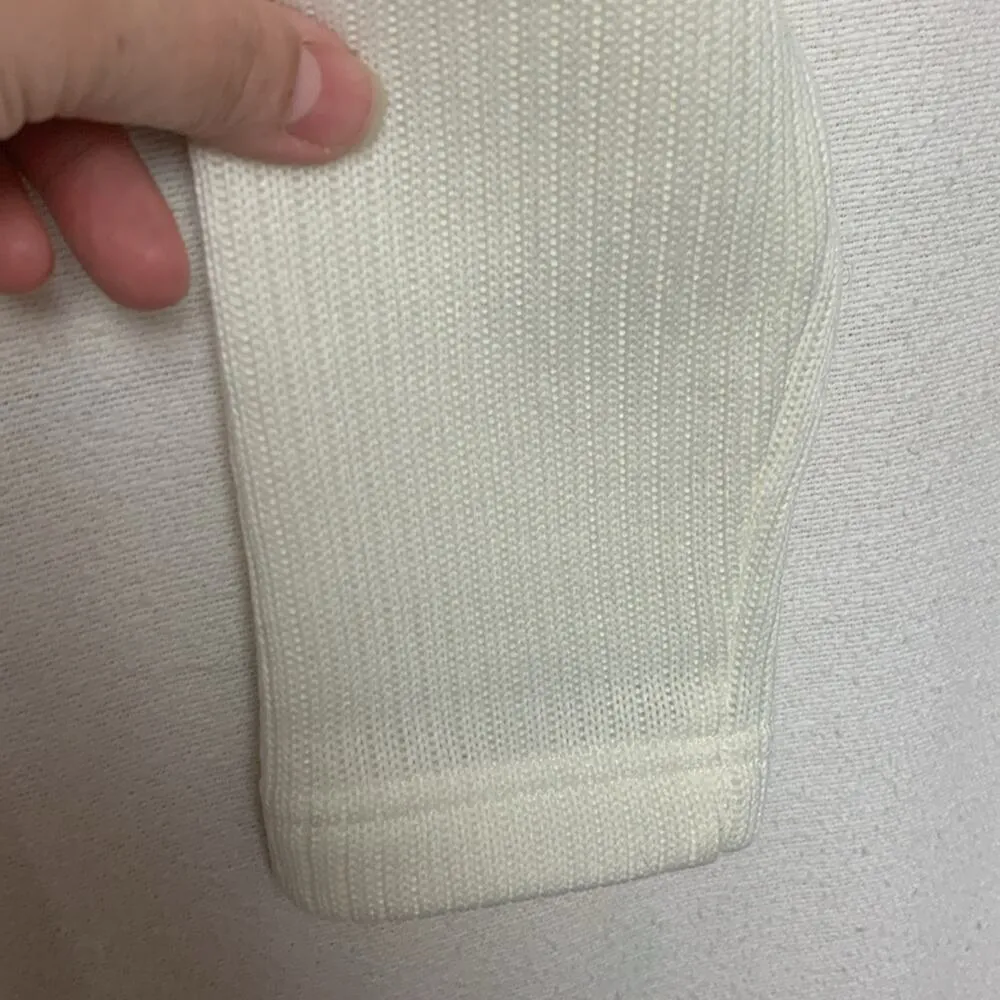 wooly bully women's large white cowl neck pullover sweater corded - Image 8