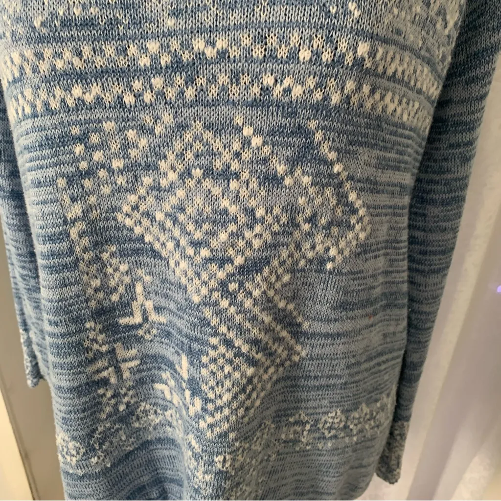 LOVE STITCH FRINGE SWEATER Sz. M Blue Size M - Image 5