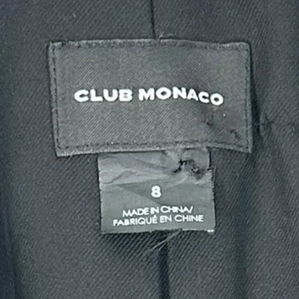 Club Monaco Charcoal and Black Wool/Vegan Leather Blazer Size 8 - Image 4