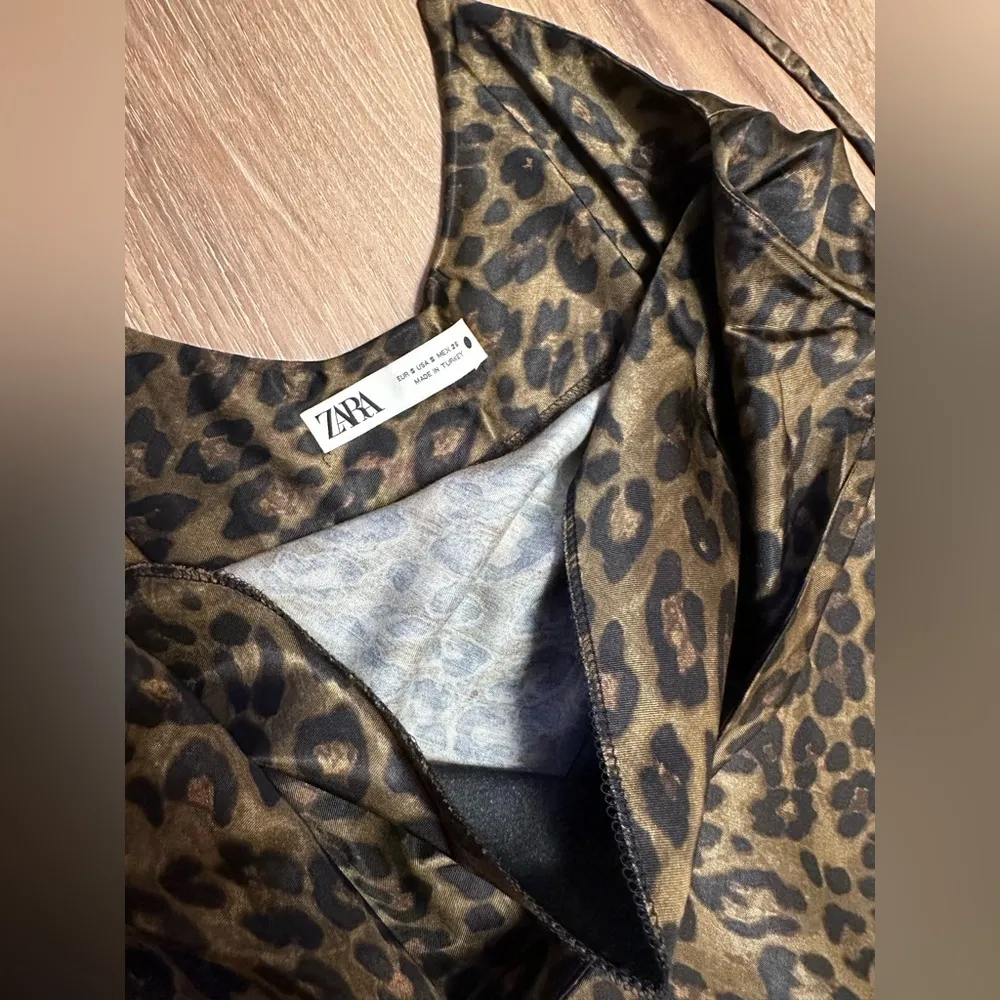 Animal Print Flowing Camisole Midi Slip Dress Green/Black Size S - Image 10