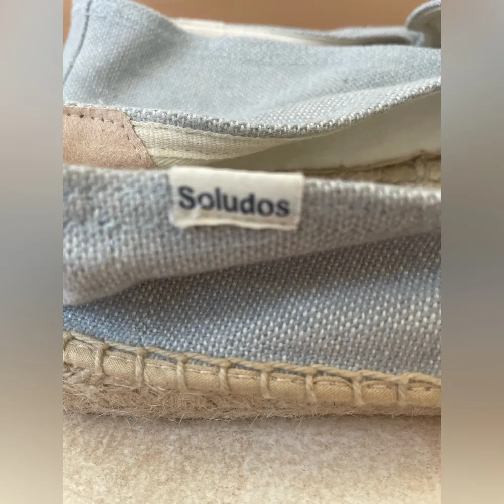 Soludos Woven Platform Light Blue/Yellow Slip-On Espadrilles Lemon; size 10 - Image 3