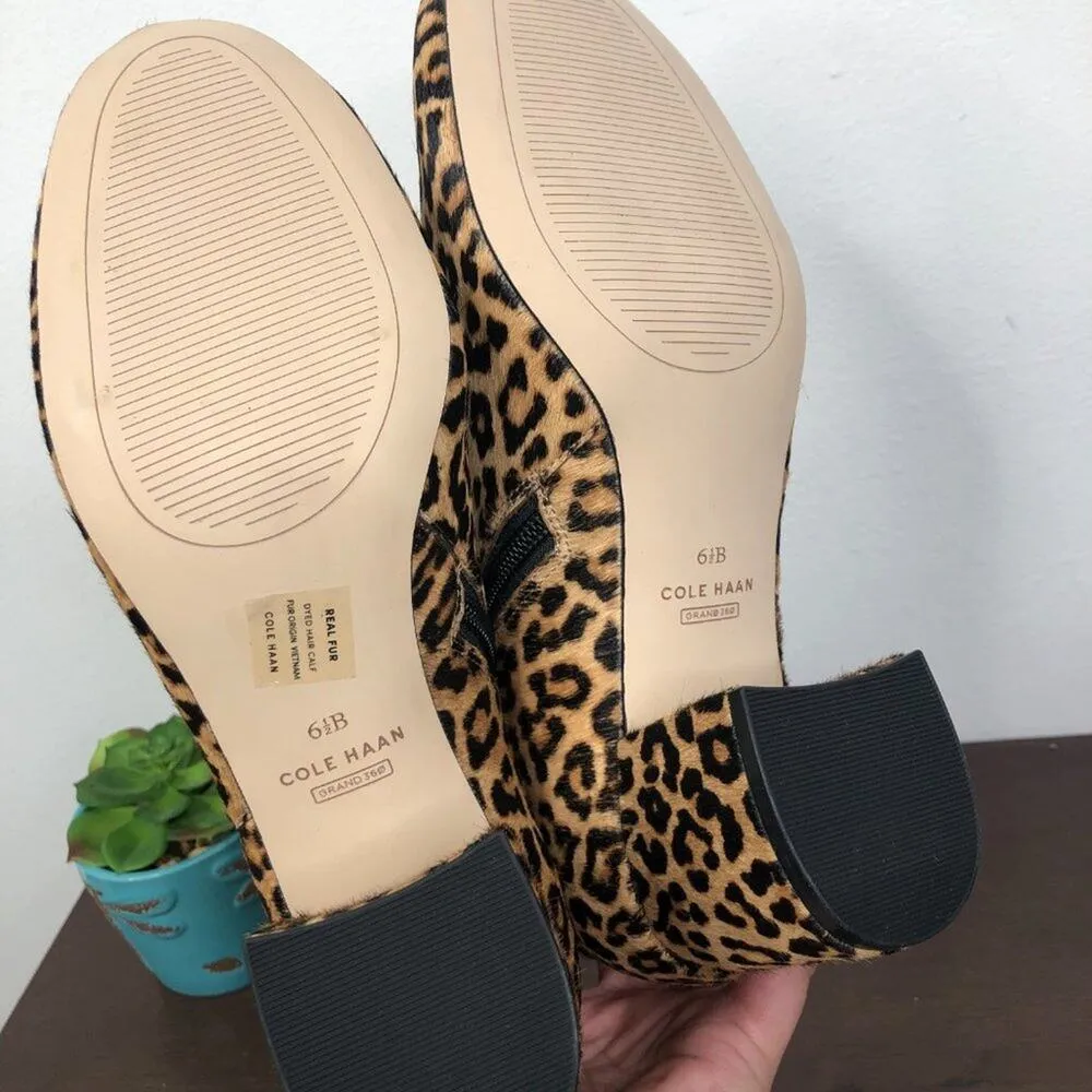 NEW Cole Haan Arden Grand Leopard Print Calf Hair Block Heel Booties Women's 6.5 - Image 5