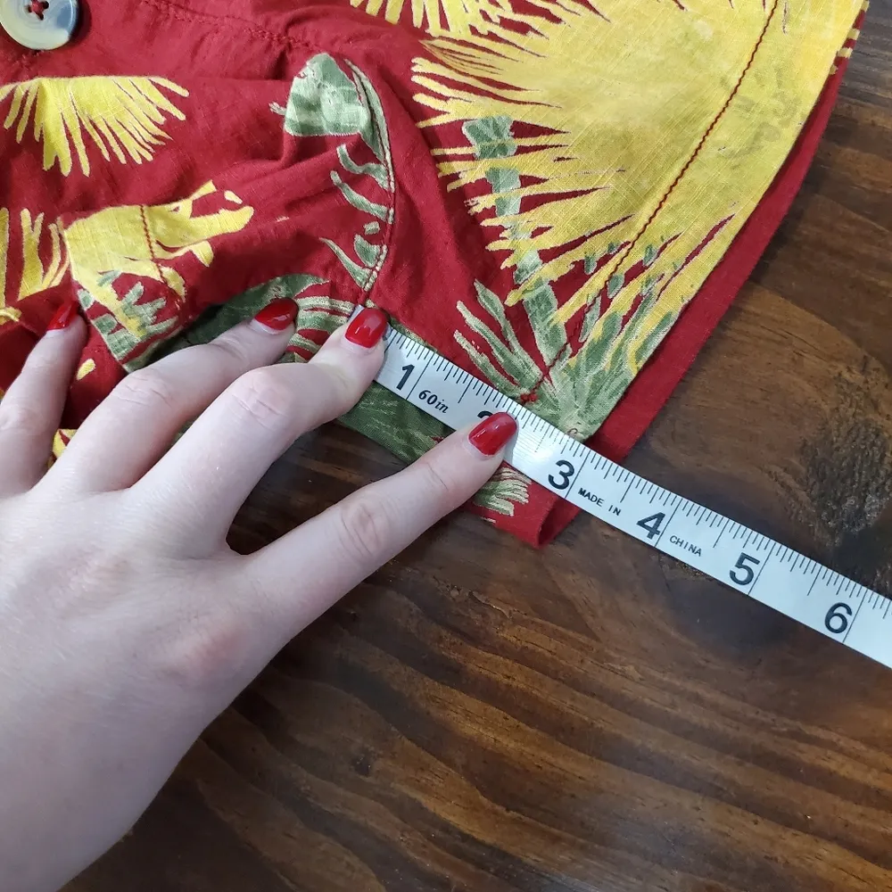 Free People Malibu Short Sleeve Romper XS Maroon Tropical Print Vacation Casual - Image 9