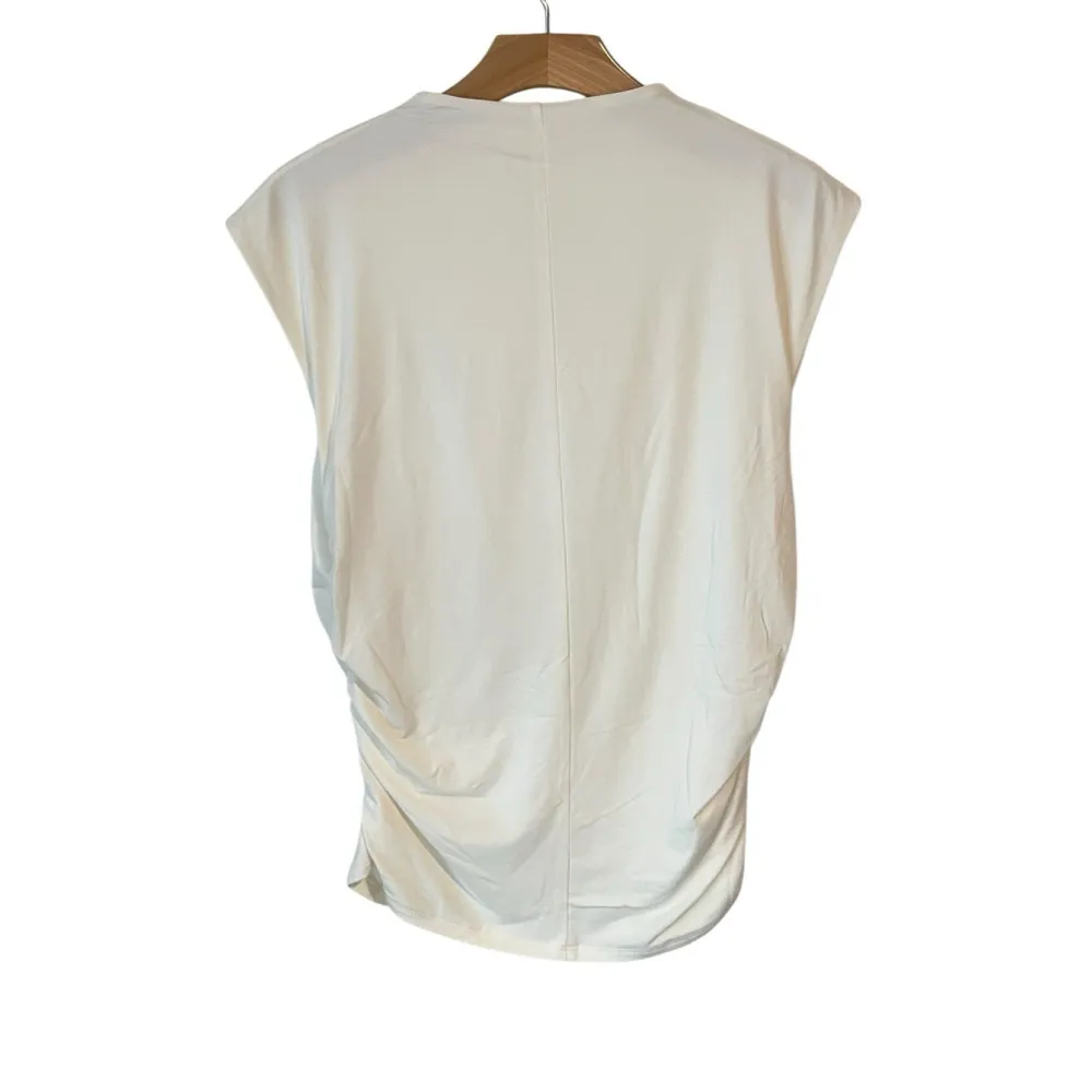 Intempo Blouse Womens XL Ivory Color Sleeveless Rouched Lightweight Silky Top White - Image 8