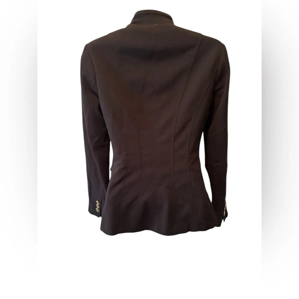 WHBM Black Ruffle Elegant One Button Blazer Sz 00 Tailored Fit Pockets Business - Image 6