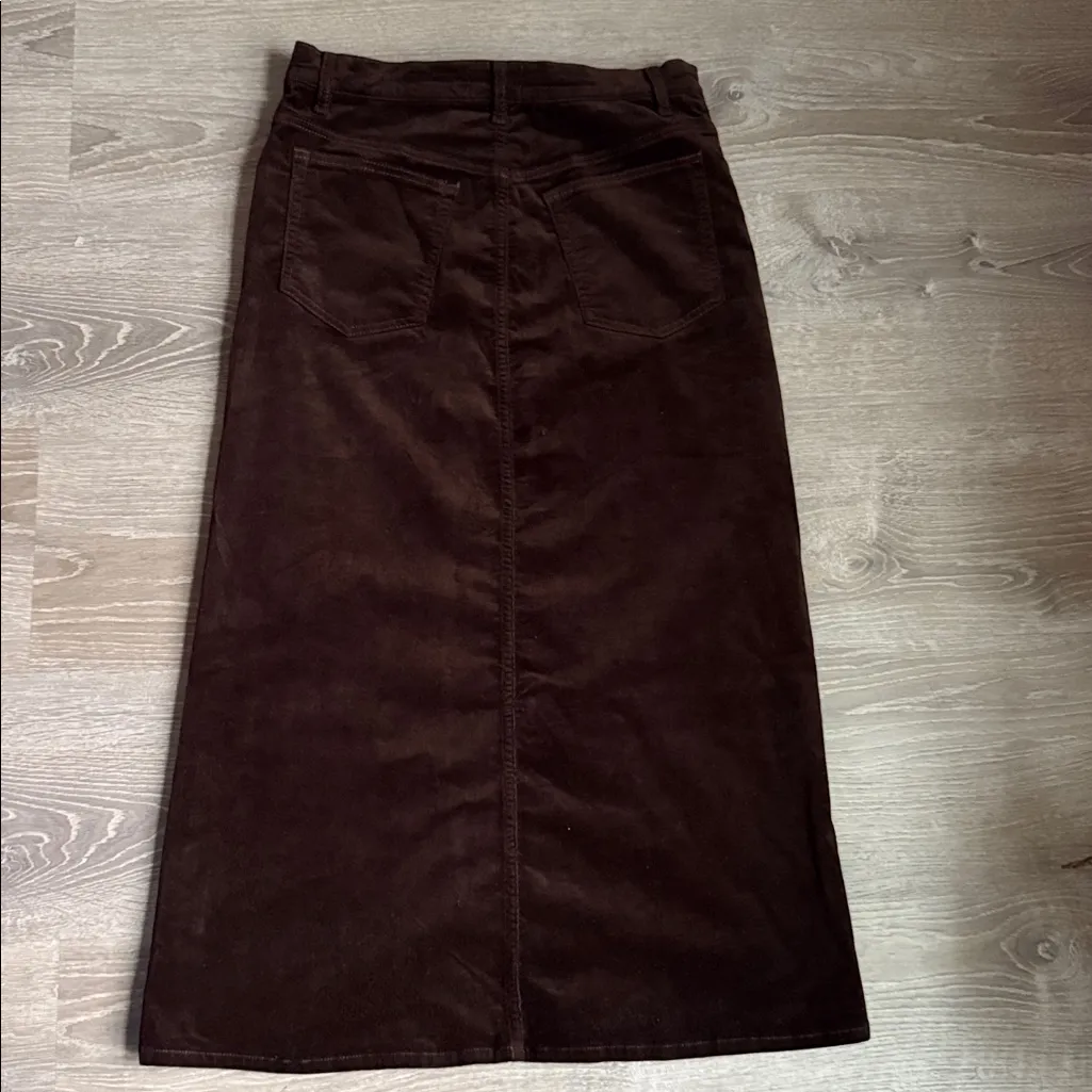 FRAME The Corduroy Midi Skirt Espresso 30 - Image 4