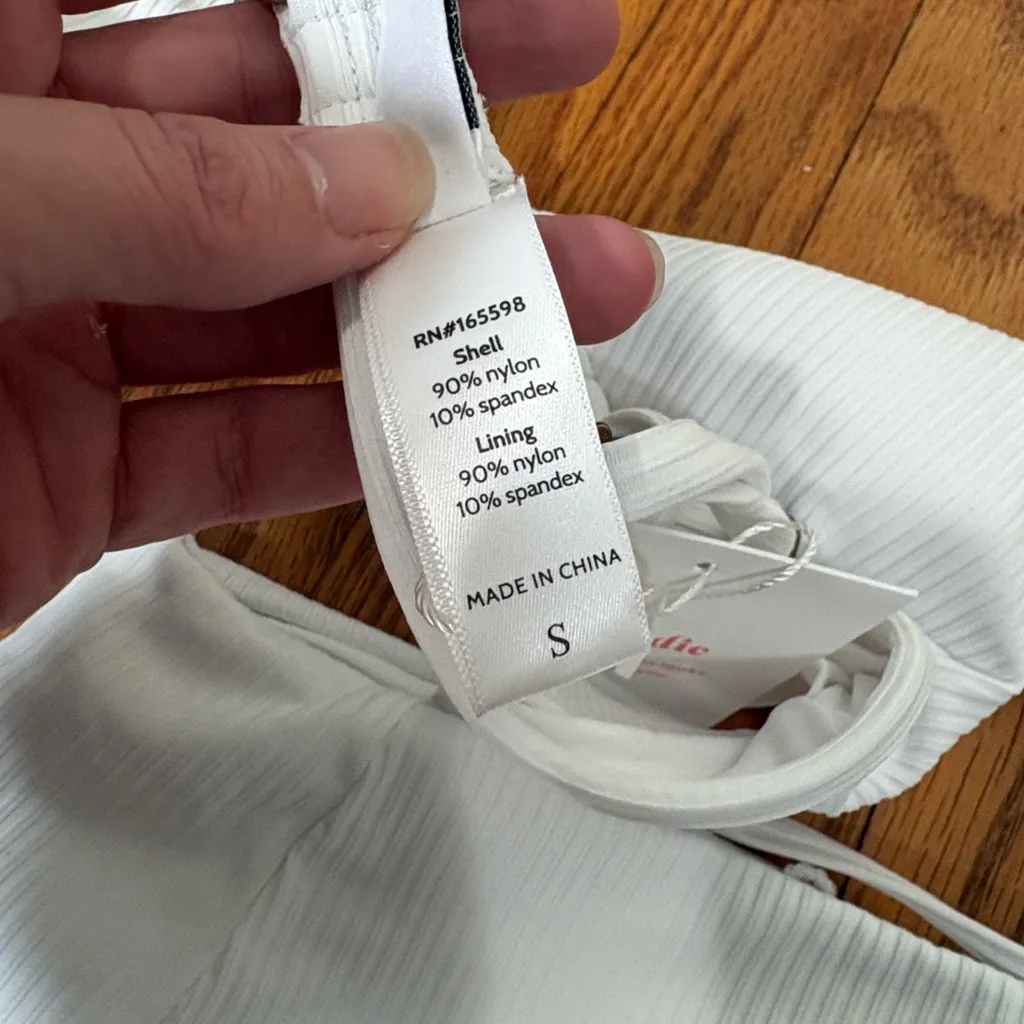 Andie Bikini Set Valencia Top High Waisted Cheeky Bottom Ribbed White Size S NWT - Image 6