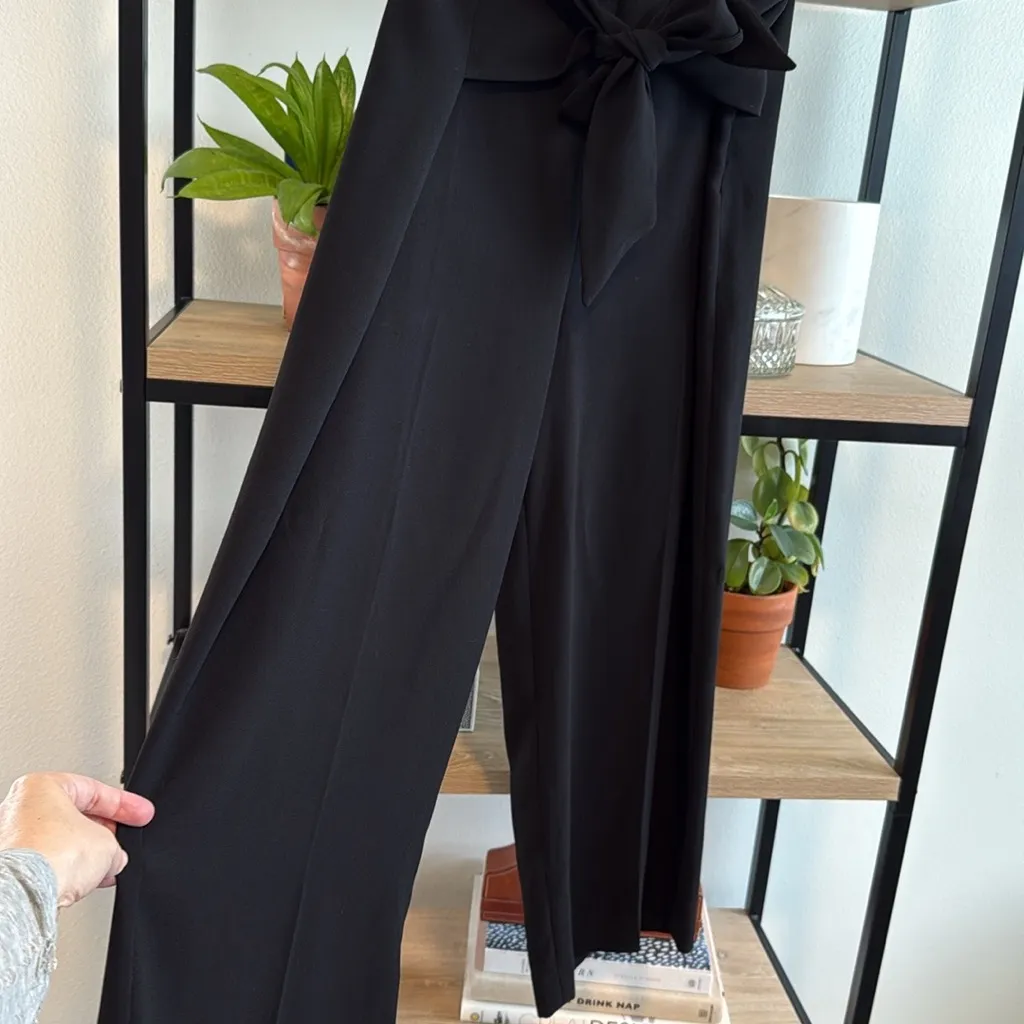 Express High-Rise Black Cropped Culottes w/Self Belt Woven Career Dress Pant, 12 - Image 3