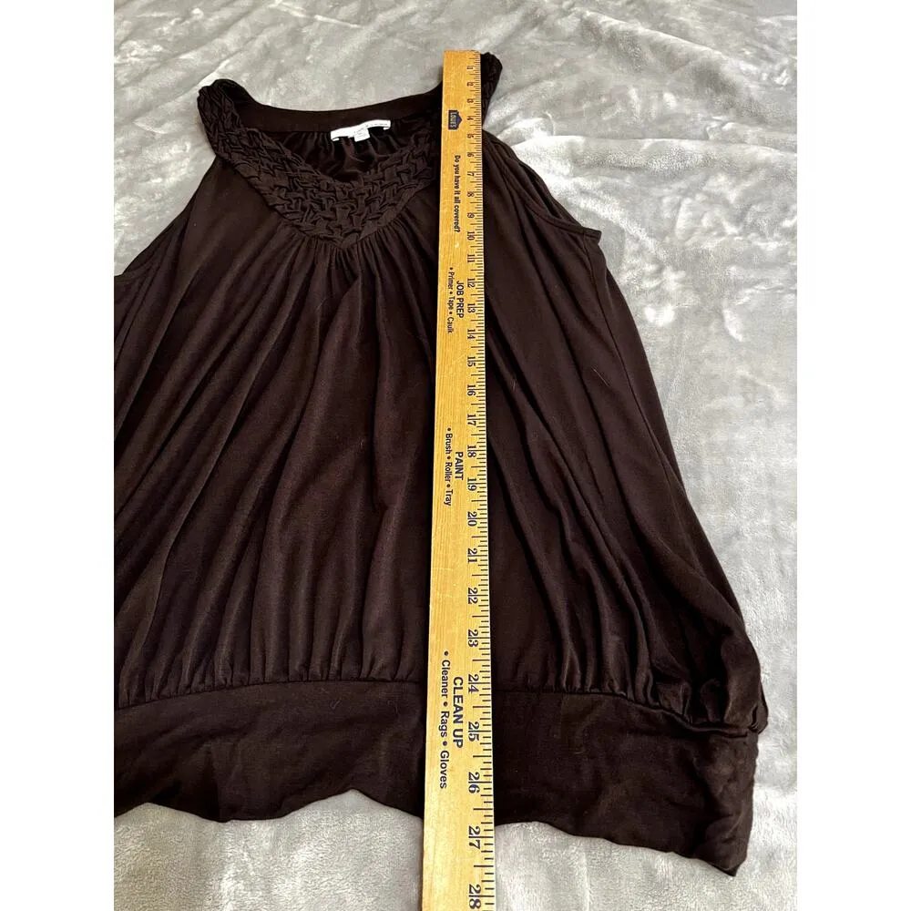 Lucy & Laurel women's size XL brown tank top with woven neck line - Image 6