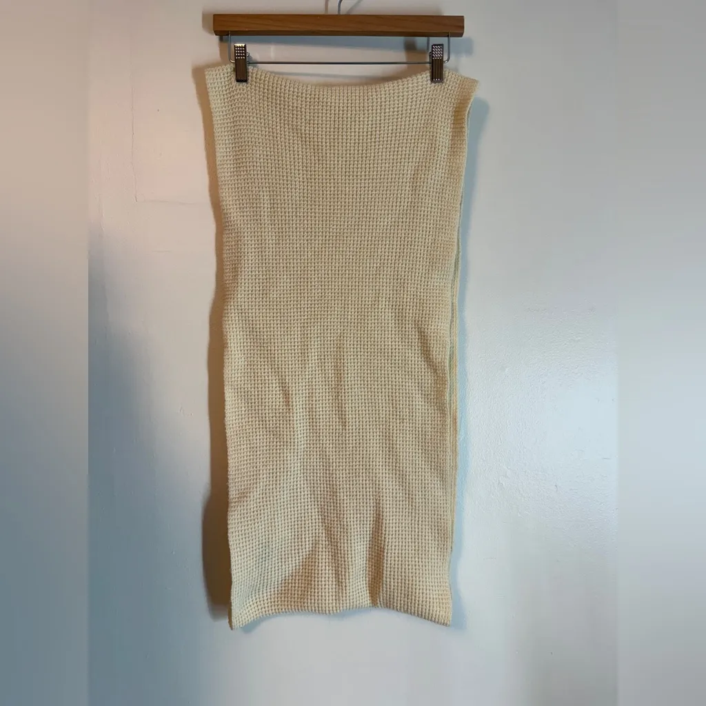 J Crew Waffle Knit Infinity Scarf Tan Ivory Cream Beige Wool Blend - Image 2