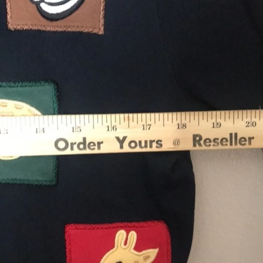 Bechamel black button up cardigan with safari animals patches petite small Size undefined - Image 6