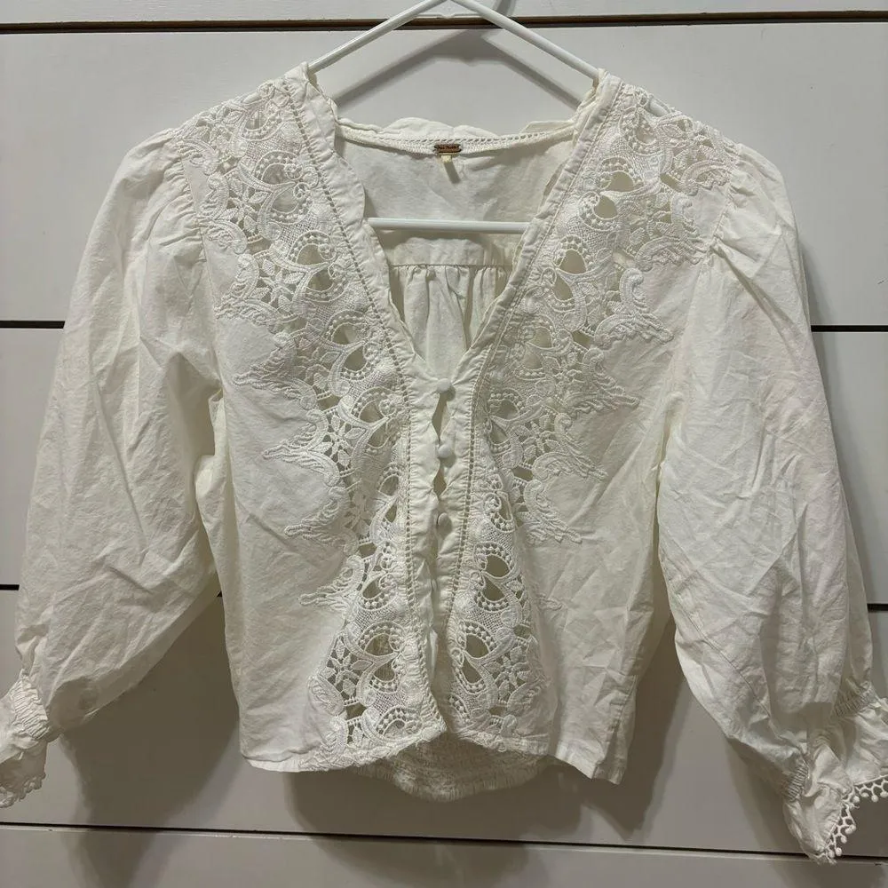 Free People Louella Embroidered Eyelet Top - Image 4