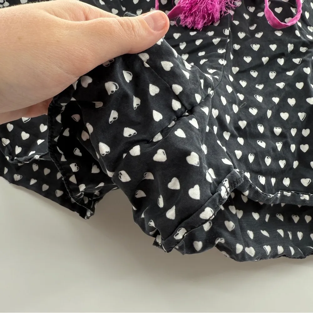 Lele Sadoughi x Roller Rabbit Black, White & Pink Heart Print Pajama Set Sz L - Image 16