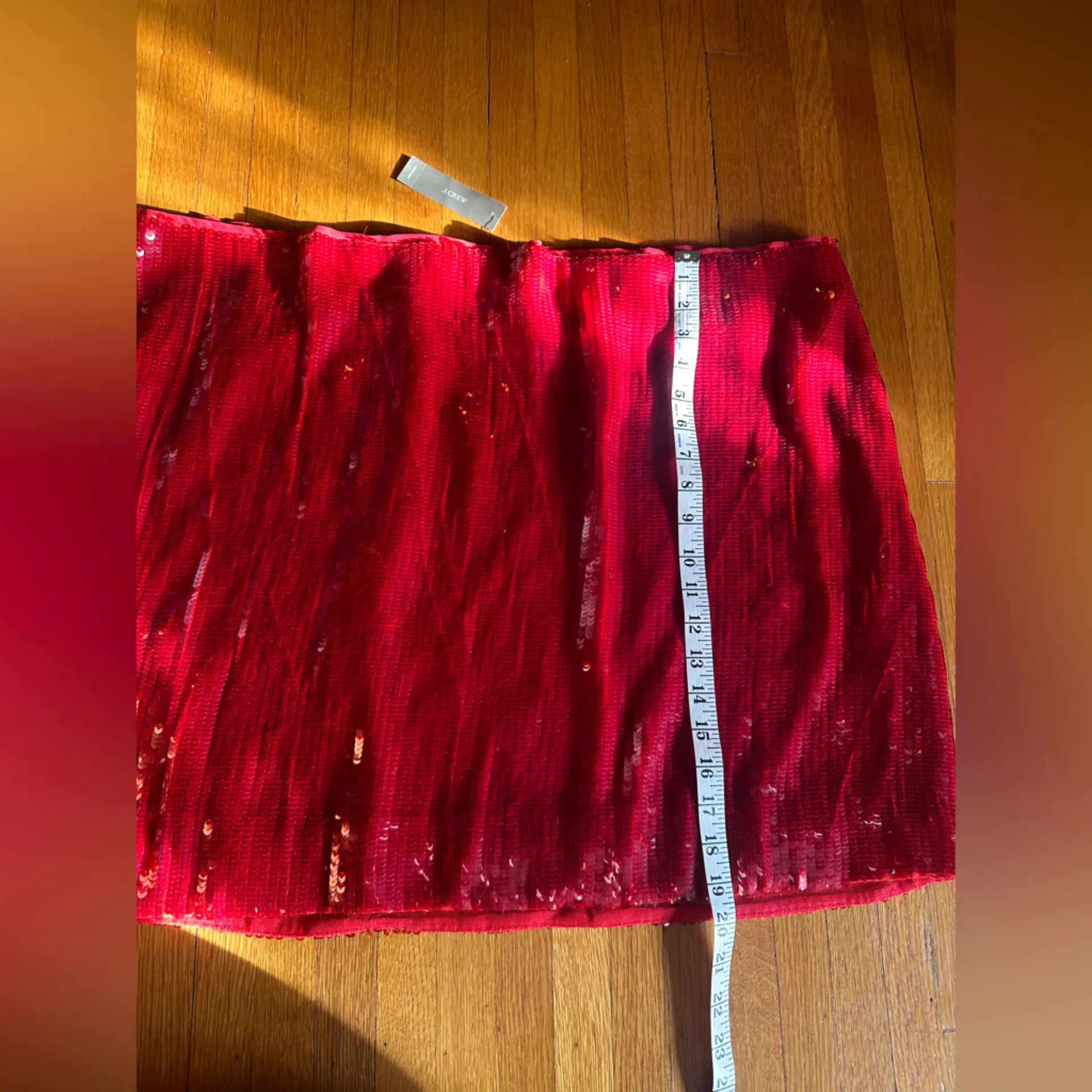 J. Crew Collection Red Sequin Lined Mini Pencil Skirt, Size 24, NWT - Image 2