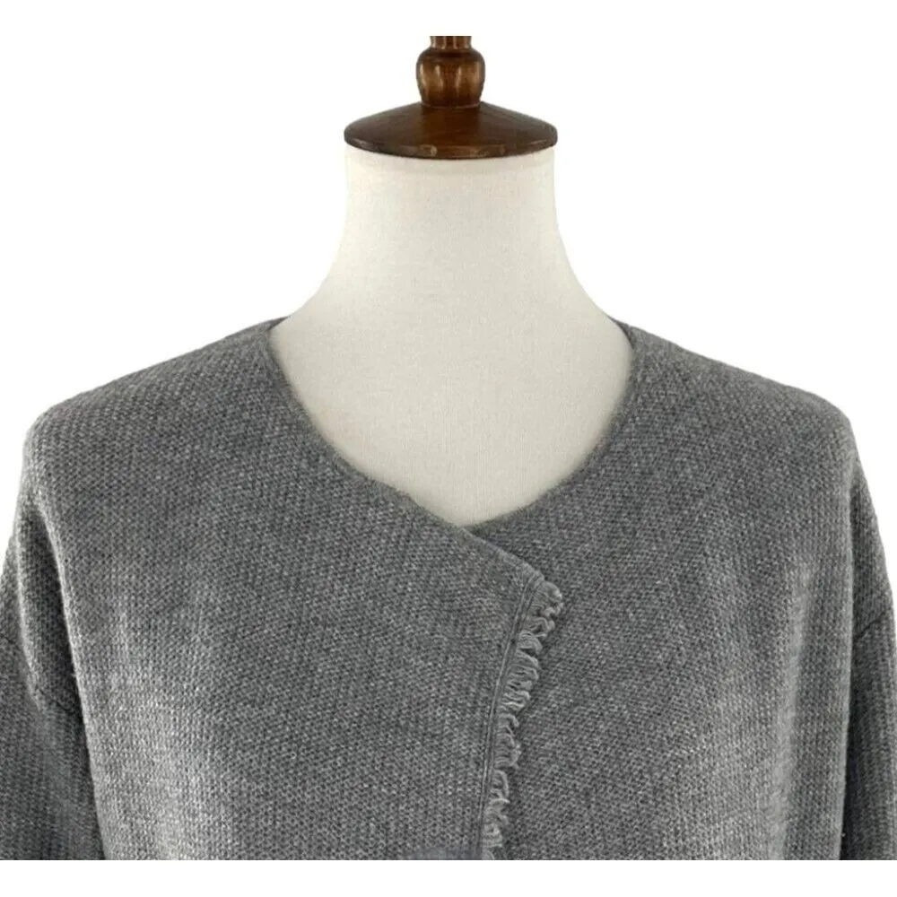 The White Company Ash Gray Merino Wool Long Cardigan Sweater Coat Size 8 - Image 4