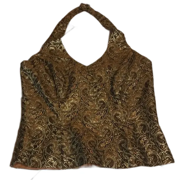 Vintage xscape by Lawrence Kurtz gold halter top size 10 made in USA small - Image 2