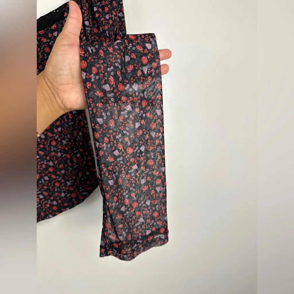 Anthropologie Maeve Mutton Sleeve Mesh Lace Scoop Neck Ditsy Floral Top Sz M - Image 8