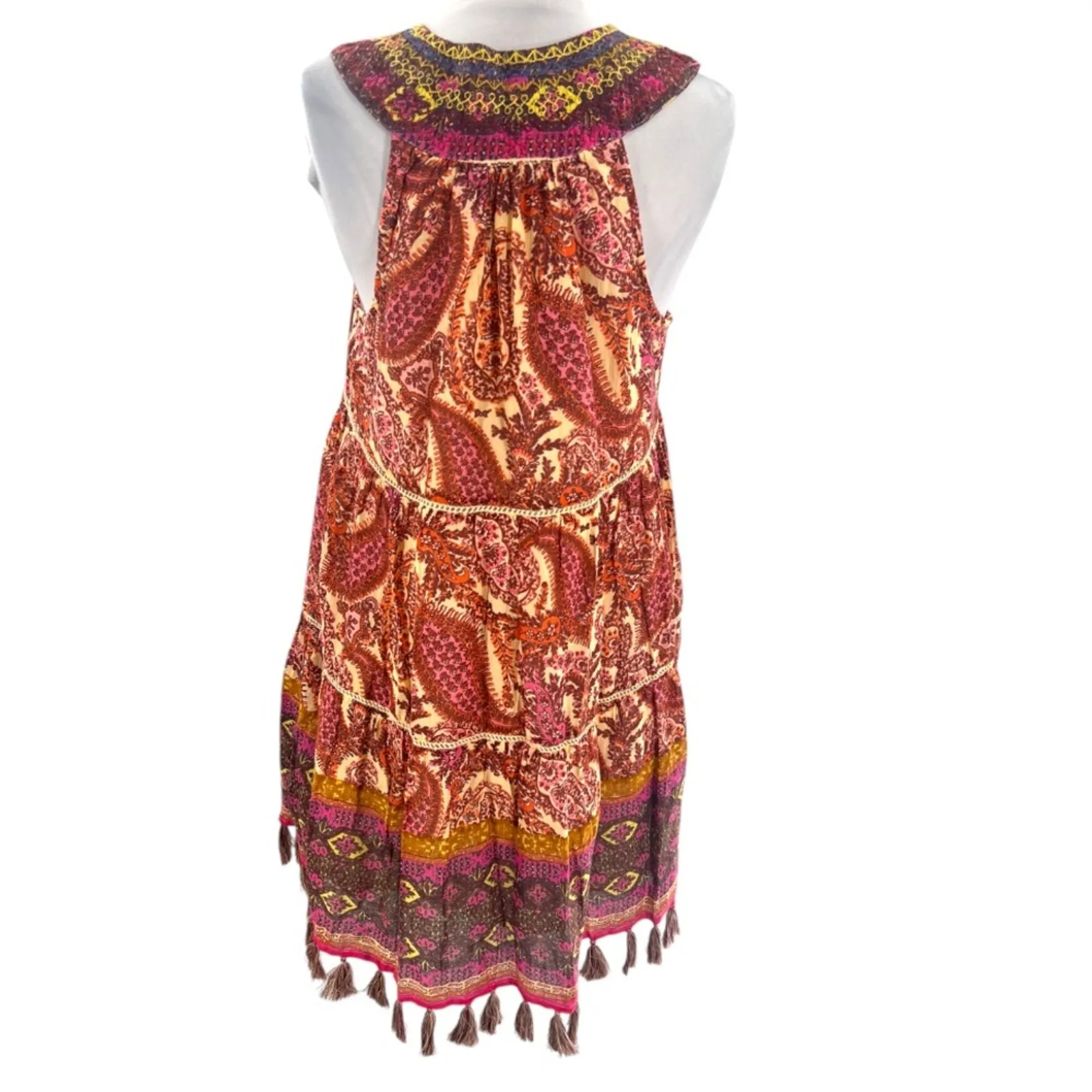 Sundance Catalog Rosado Sleeveless Tassel Floral Paisley Dress petite small - Image 2