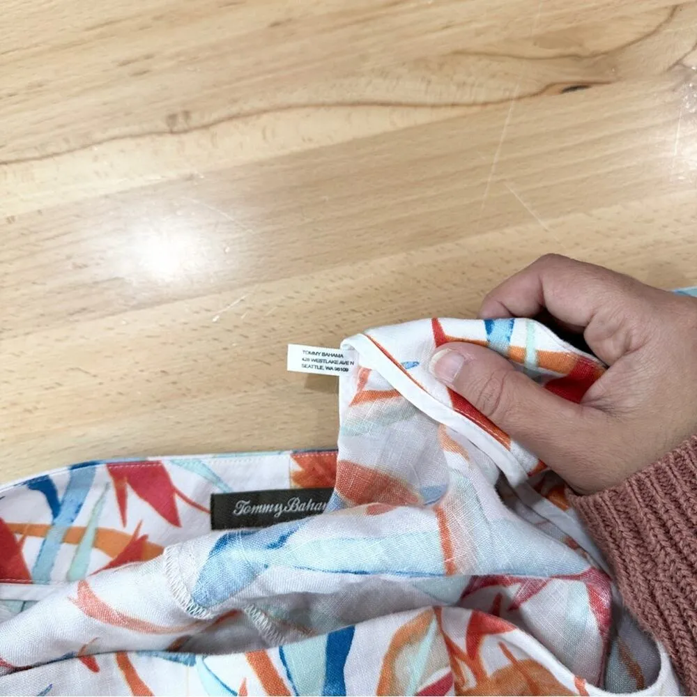 Tommy Bahama Linen Breathable Shorts Tropical Leaf Print size 8 - Image 5