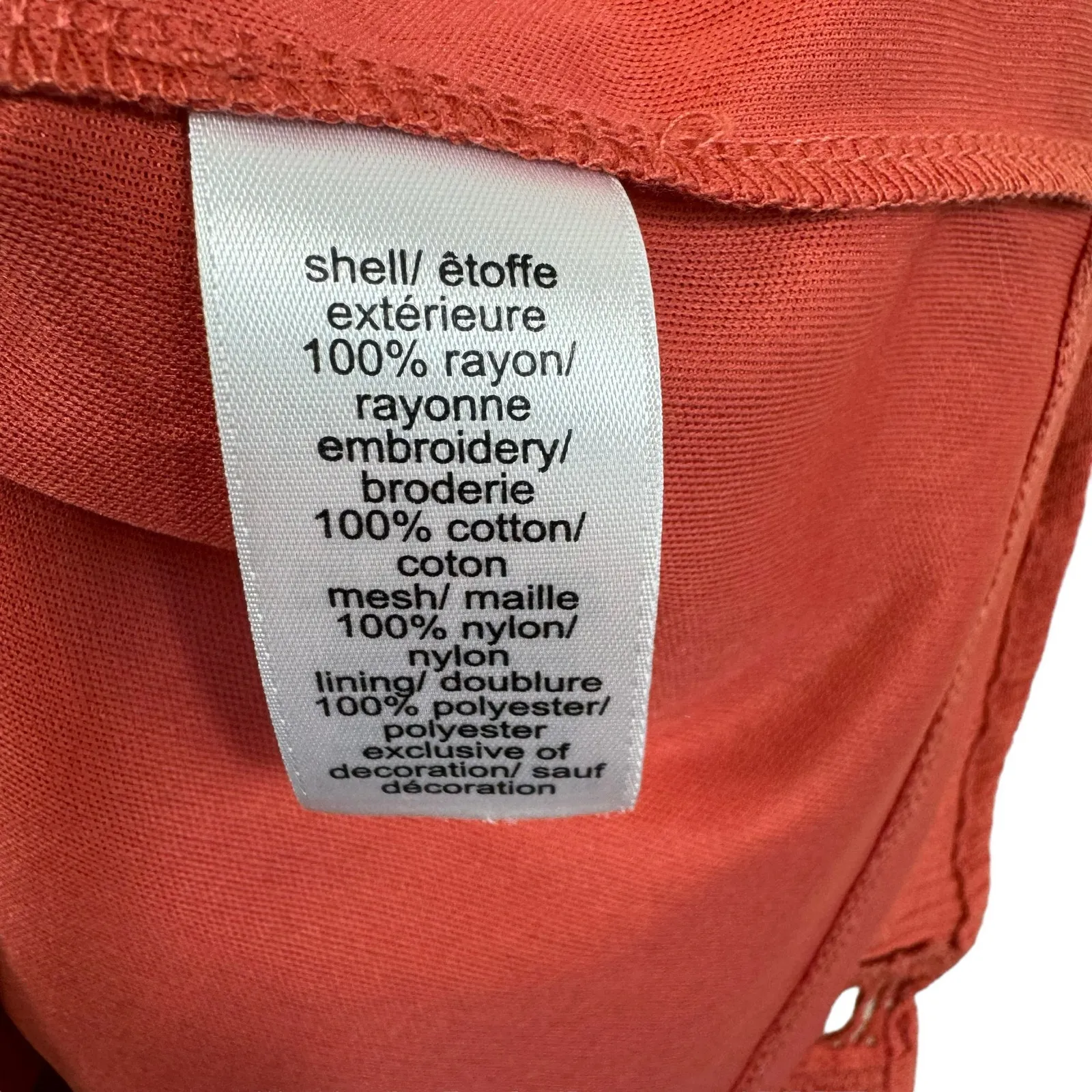 Maurices Salmon Coral Pink 3/4 Sleeve Lace V-Neck‎ Lined Shift Dress Size L - Image 8