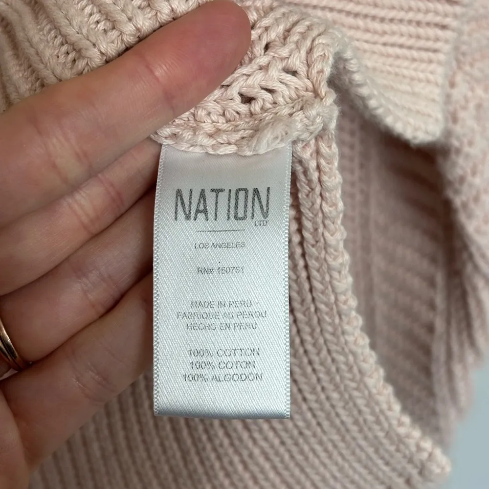 Nation LTD 100% Cotton Cropped V Neck Sweater in Light Pink - Size XS - Image 4