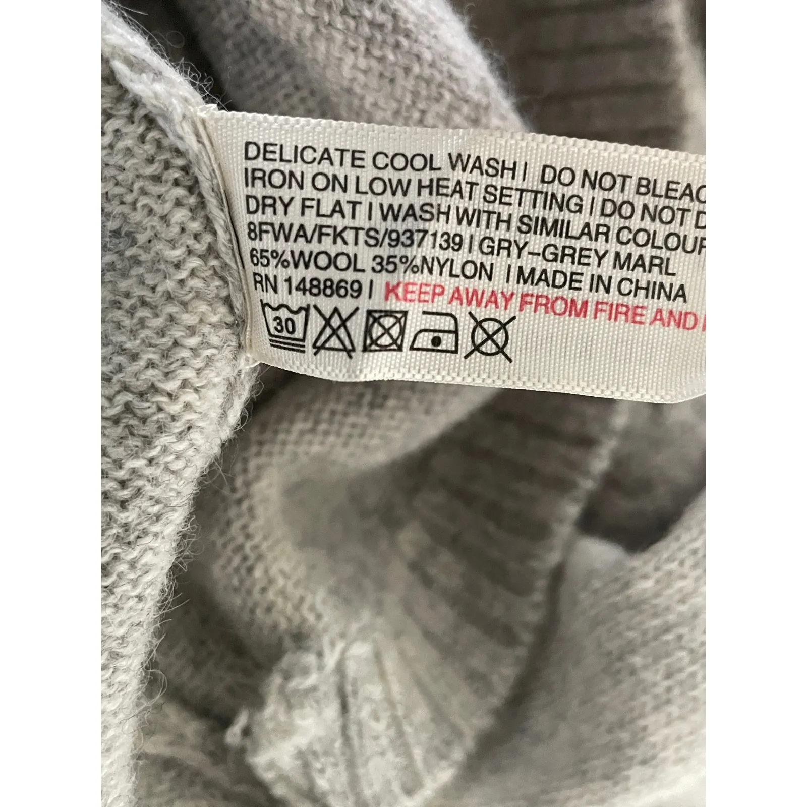 FatFace Cable Knit Sweater Dress Gray Wool Blend Cozy Lodge Size 6 - Image 9