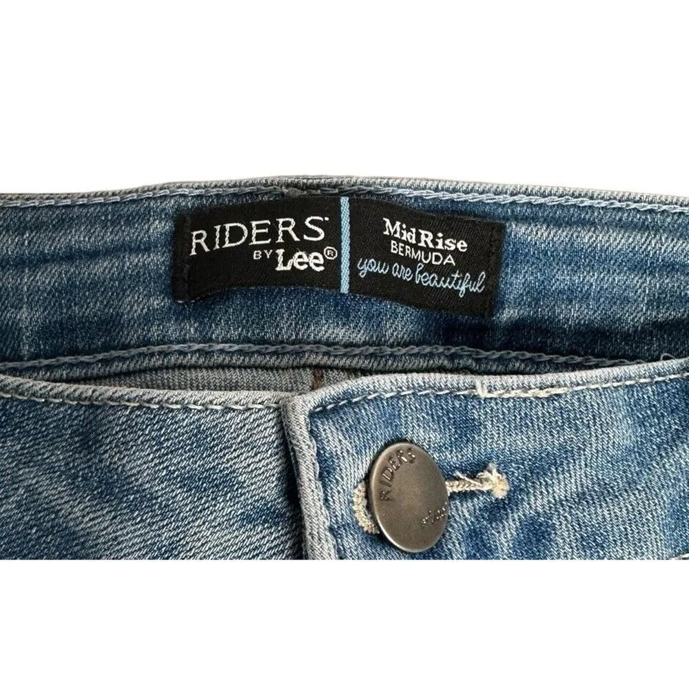 Lee Riders Womens 12 Denim Bermuda Jean Shorts Mid Rise Blue Stretch 1RMMBW8 - Image 3