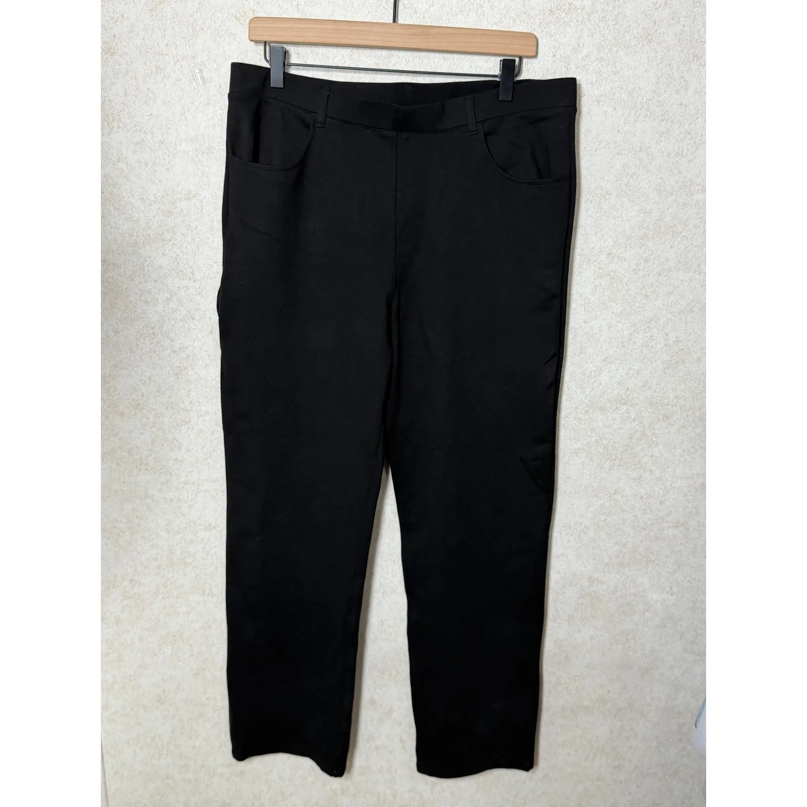 Quince Ultra Stretch Ponte Straight‎ Leg 4 Pocket Pants Black Petite XL Career - Image 2