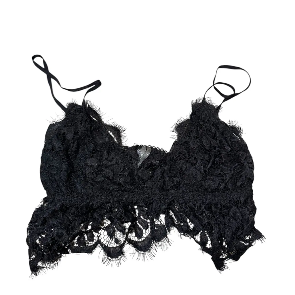 Anthropologie Ruffle Lace Bralette – Black – NWT Small - Image 4