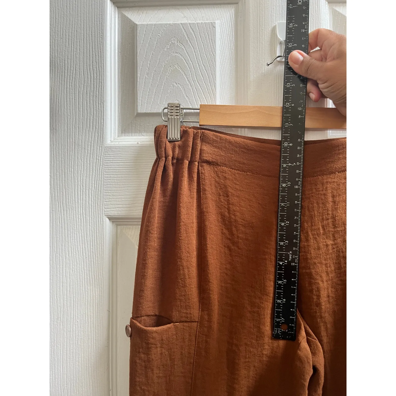 Wrap London Brown Viscose Polyamide Cuffed Cargo Pant Size 2 Lightweight - Image 10